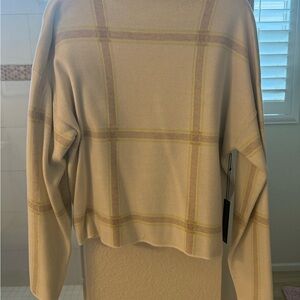 Tahari Women's Plaid Sweater in Cream and Taupe